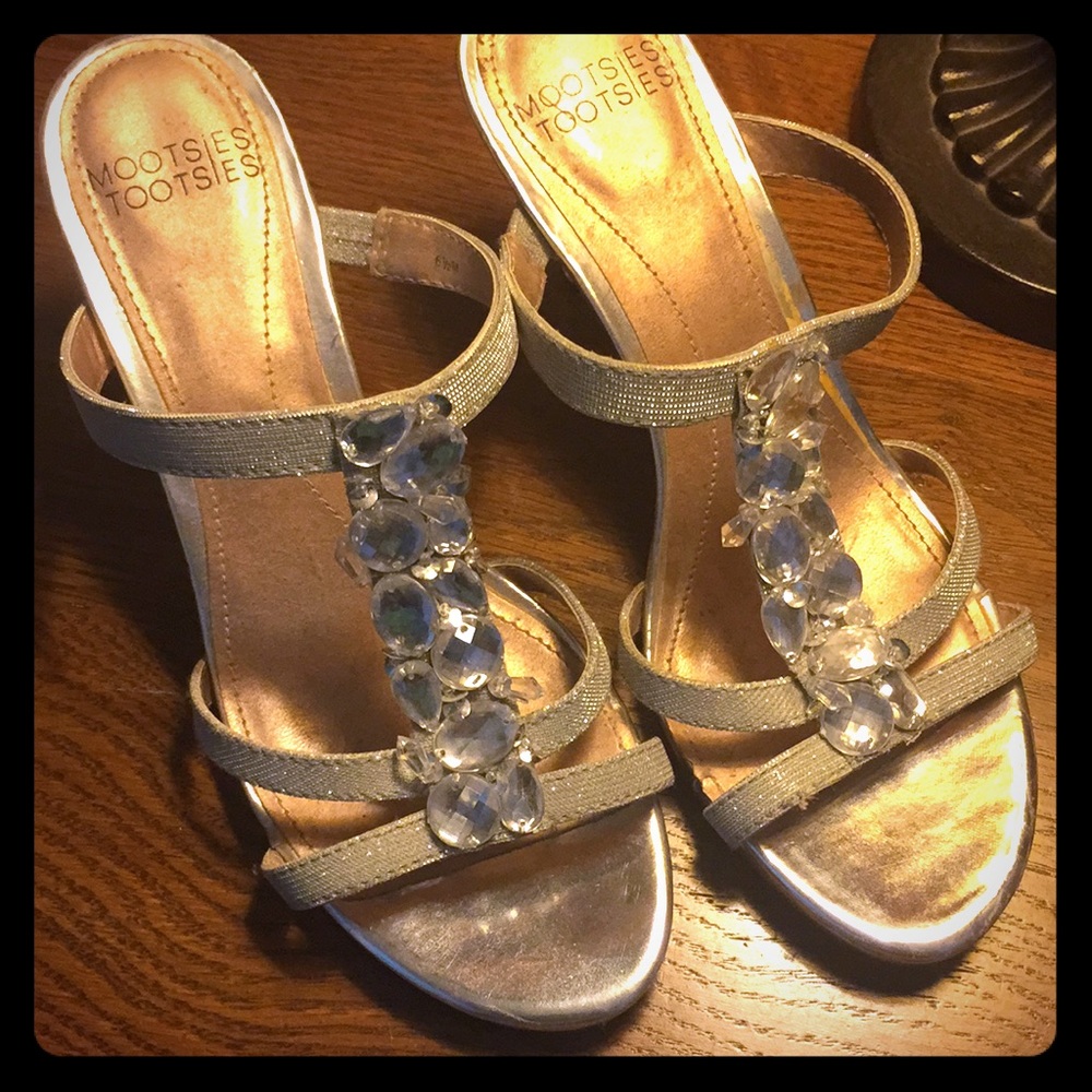 Silver Jeweled Heels